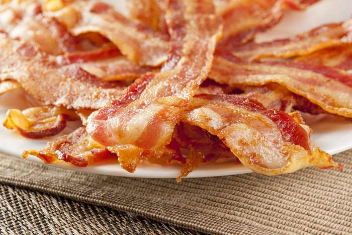 A plate of fried bacon