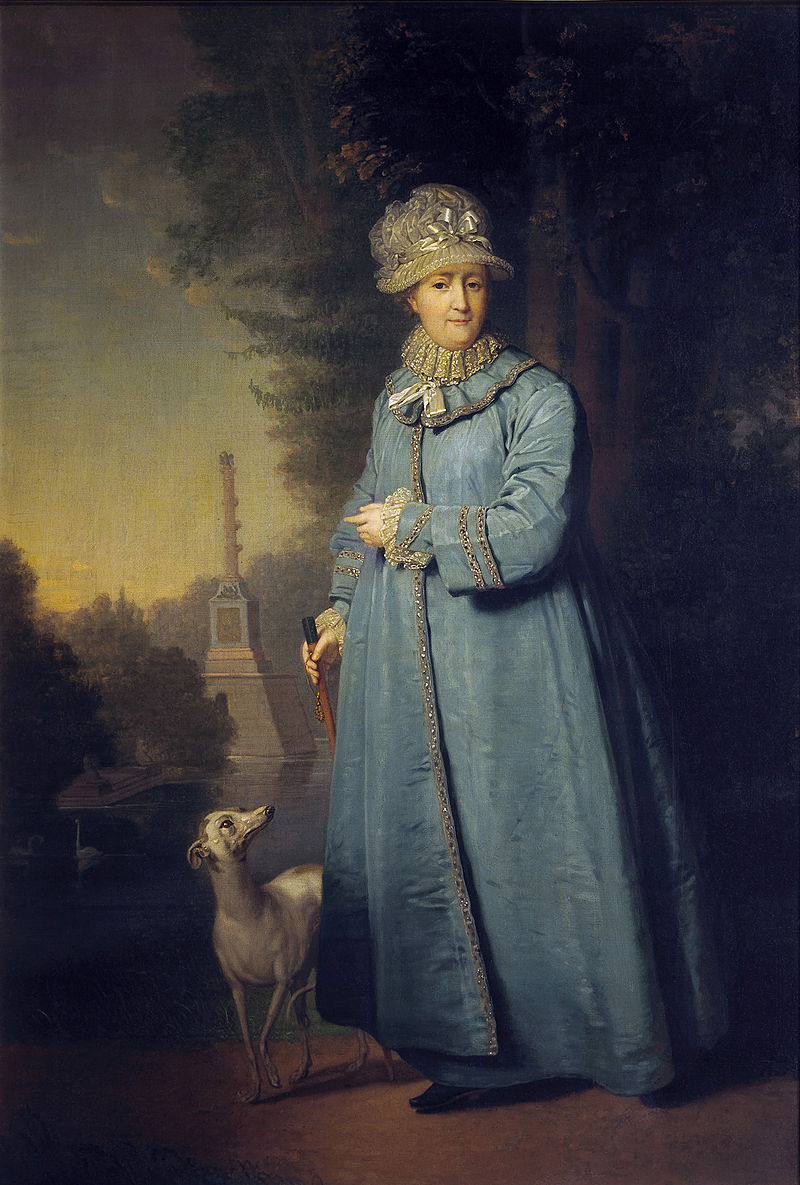Catherine the Great with her little Italian Greyhound dog from historical records