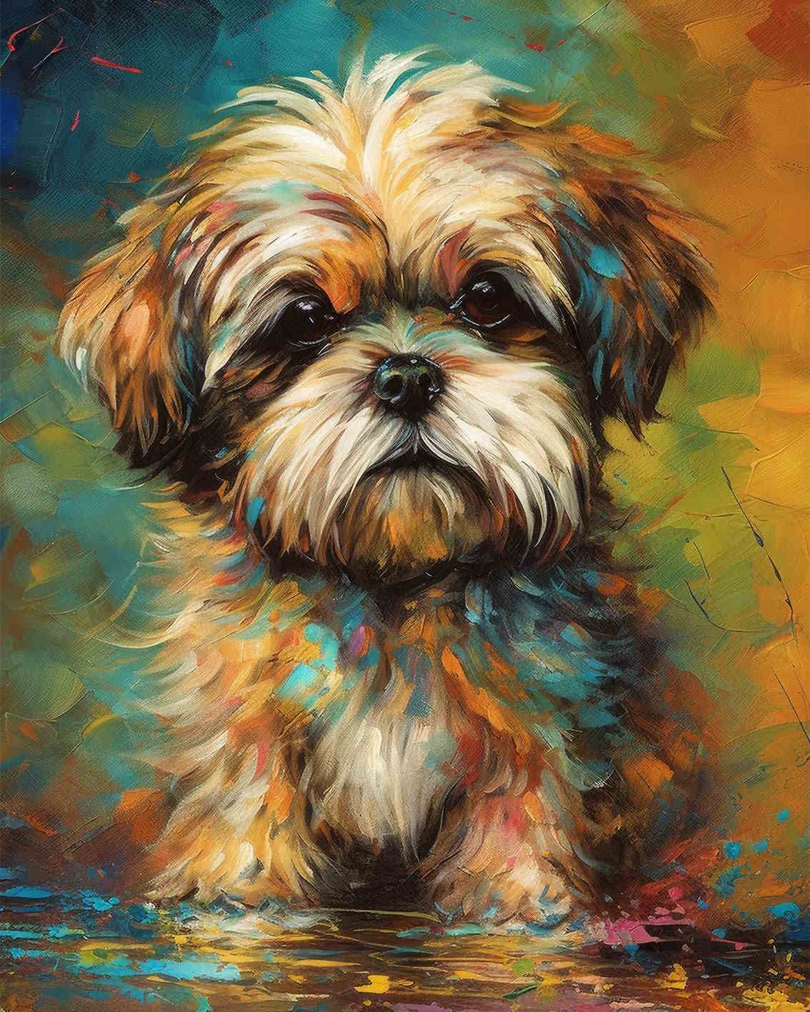 A paint by numbers kit about a Shih Tzu dogs A paint by numbers kit about a Shih Tzu dogs