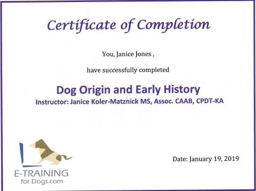 Dog Origins and Early History from Dr.Cheryl Asmus Aguiar eLearning site