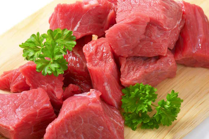 Fresh lean beef cut in cubes