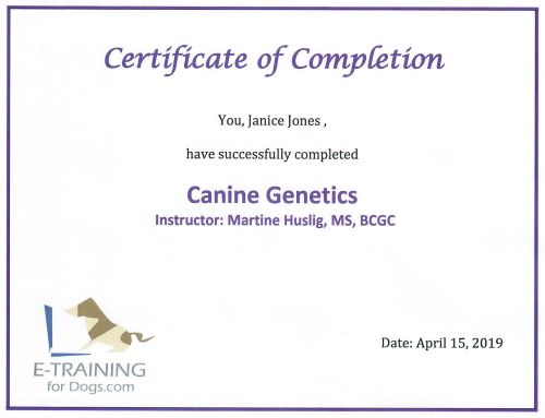 Canine Genetics Certificate