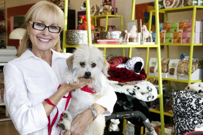 Woman in a pet store