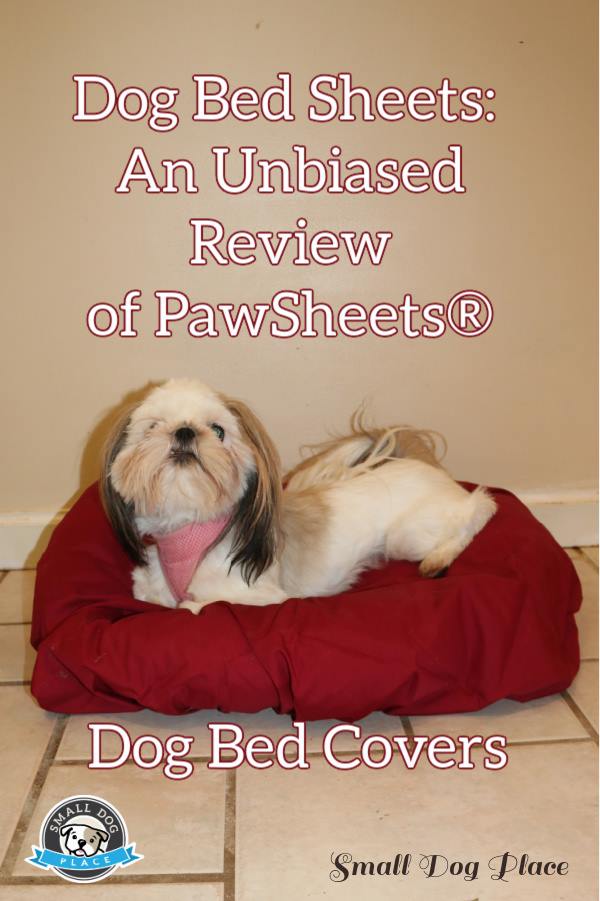 Pin image of a dog lying on a bed covered with PawSheets