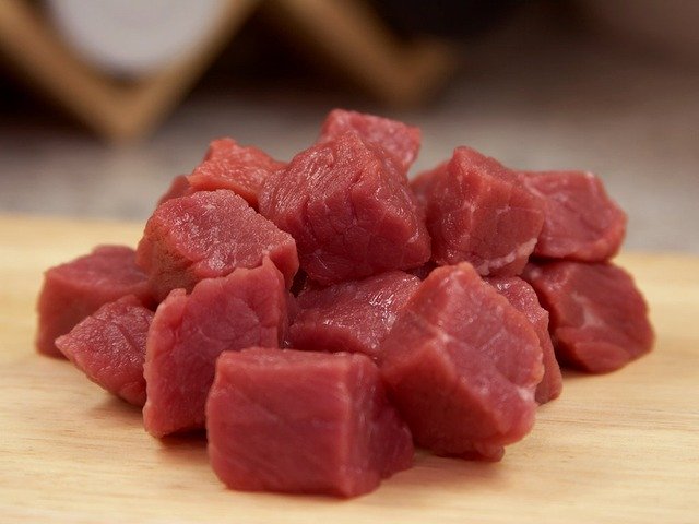 A dish containing raw beef