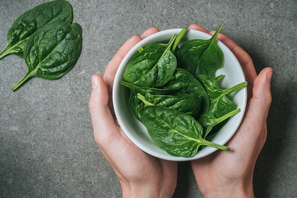 baby spinach leaves in a bowl