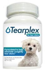 Tearplex is a commercial product designed to reduce and eliminate unsightly tear stains.